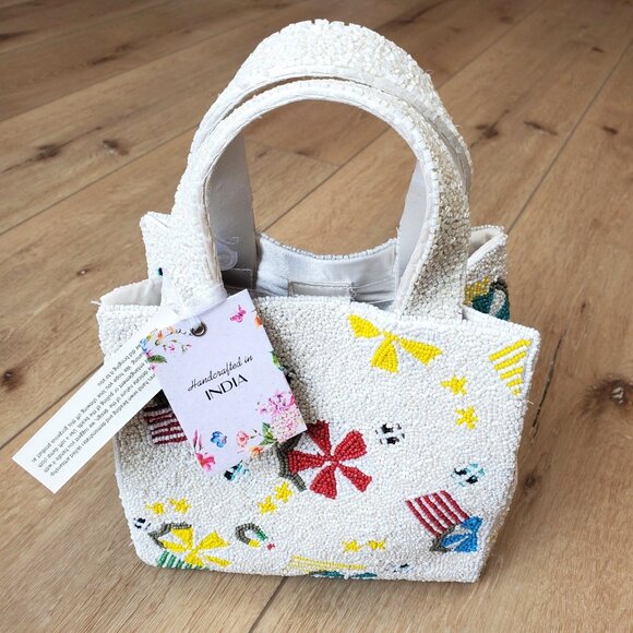 Viral Beach Sand Seaside Beaded Bag Shoulder Bag India Hand Made NEW Umbrellas - Picture 4 of 16